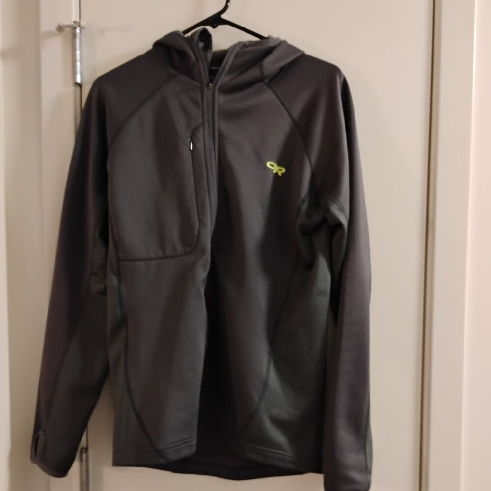 Outdoor Research Radiant Hybrid Hoodie Mens Medium Grey Full Zip Fleece Stretch